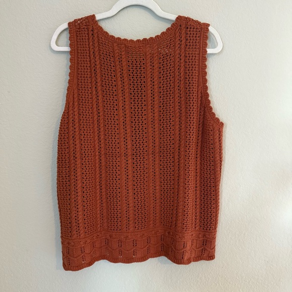Kirundo Sleeveless Knit Crochet Tank Top Terracotta Rust XXL - Picture 2 of 8